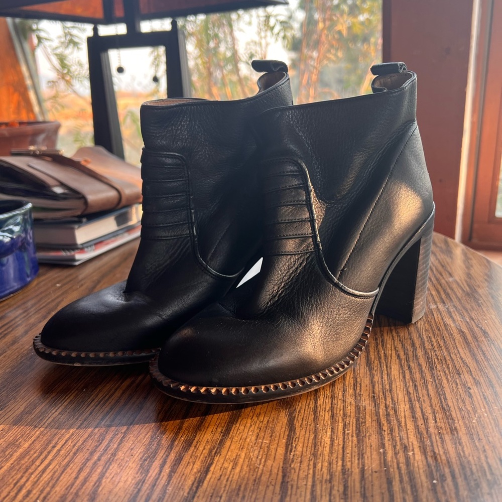 Free people black leather booties